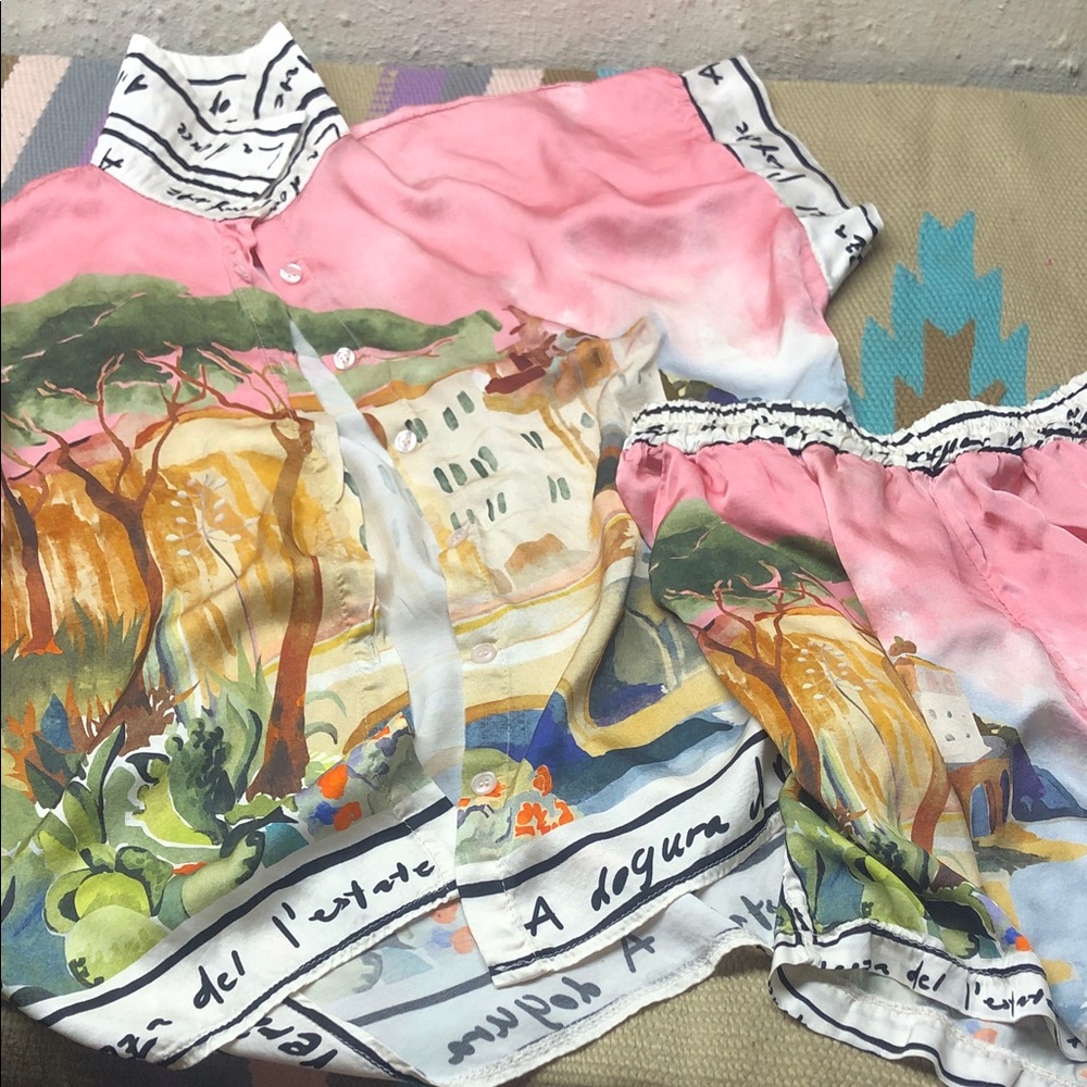 Biscote Pink and White Women's Pajama Set Made in Italy 💕